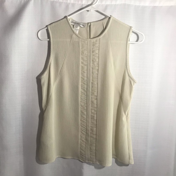 JONES NEW YORK Women's Size 6 Small Beige Sleeveless Tank Top Blouse - Picture 2 of 11
